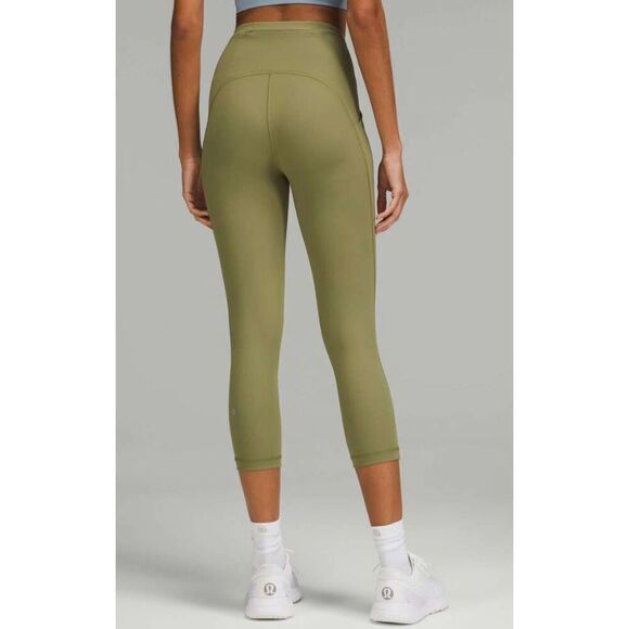 LULULEMON ATHLETICA Swift Speed High-Rise Crop 21' In Bronze Green Size 8 - Picture 2 of 5